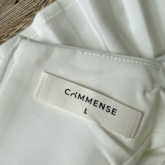 Commense White Pleated Hem Mock Neck Mini Dress Large - Picture 7 of 10